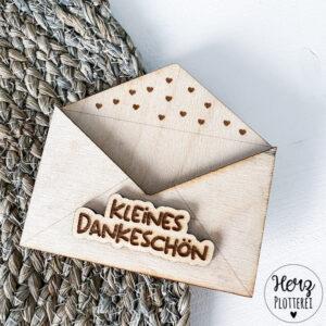 Geldgeschenk Holzkuvert "Kleines Dankeschön"