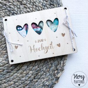 Holzkarte Herz "Zur Hochzeit"