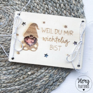 Holzkarte "Weil du mir wichtelig bist"
