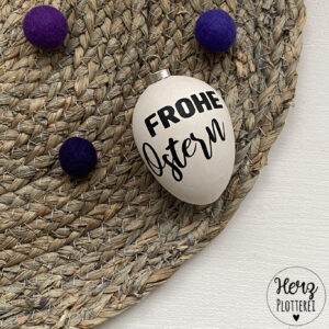 Osterei Terrakotta mit Ostermotiv "Frohe Ostern"