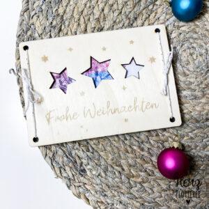Holzkarte Weihnachten Stern